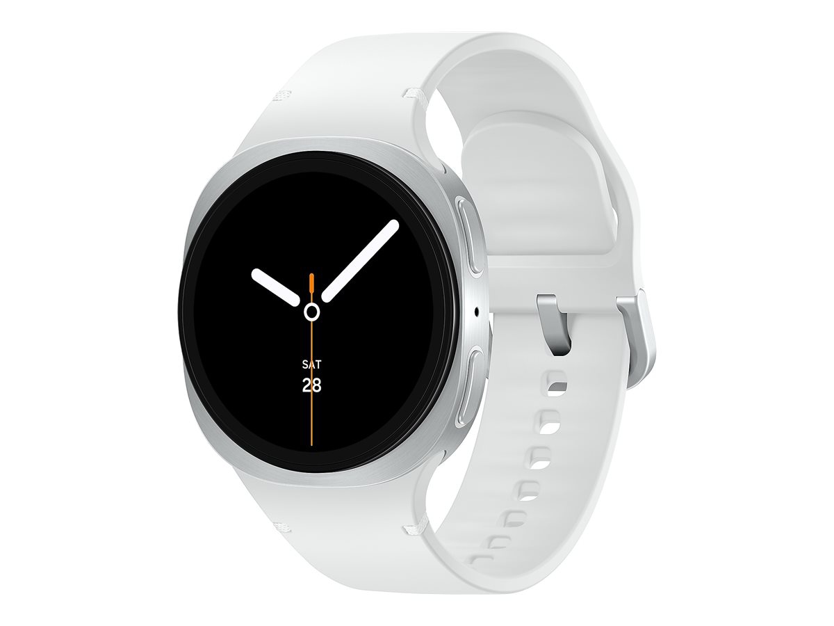 Samsung Galaxy Watch8 - 40mm Silver - S/M White Sport Band - 4G LTE