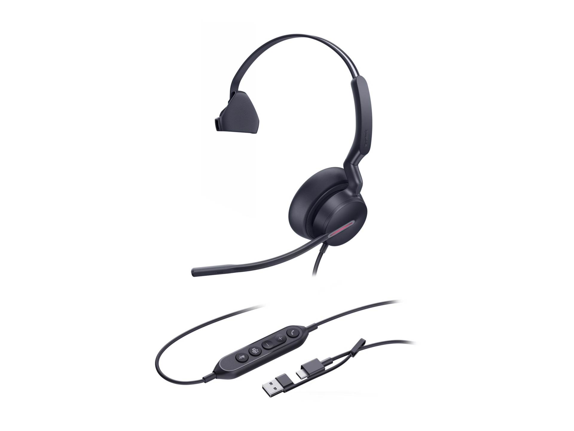 Yealink UH46 Mono - Monaural Wired Headset - USB-C/A - Teams - Black