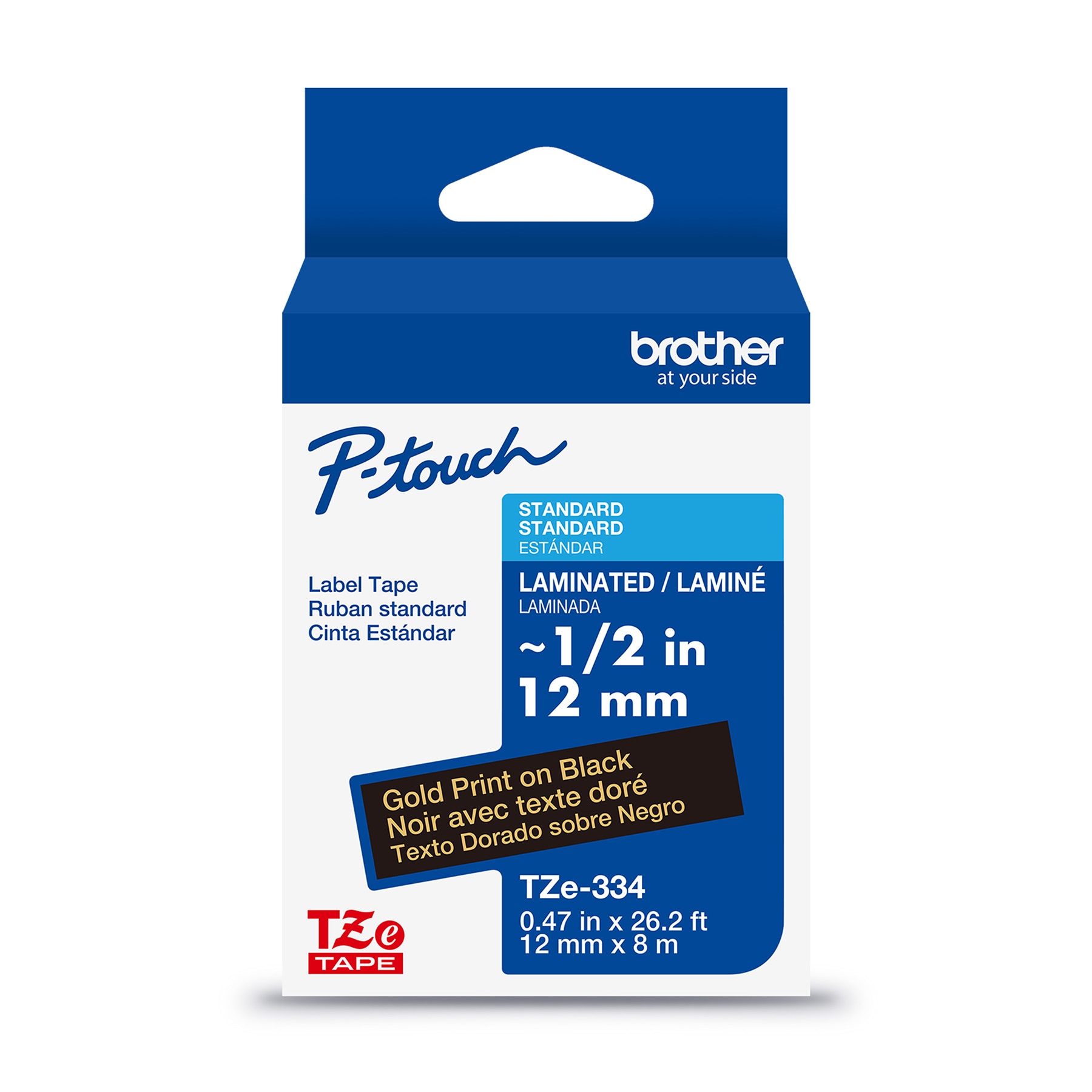Brother TZE334G - 0.5 in x 26.2 ft - P-touch Label Tape