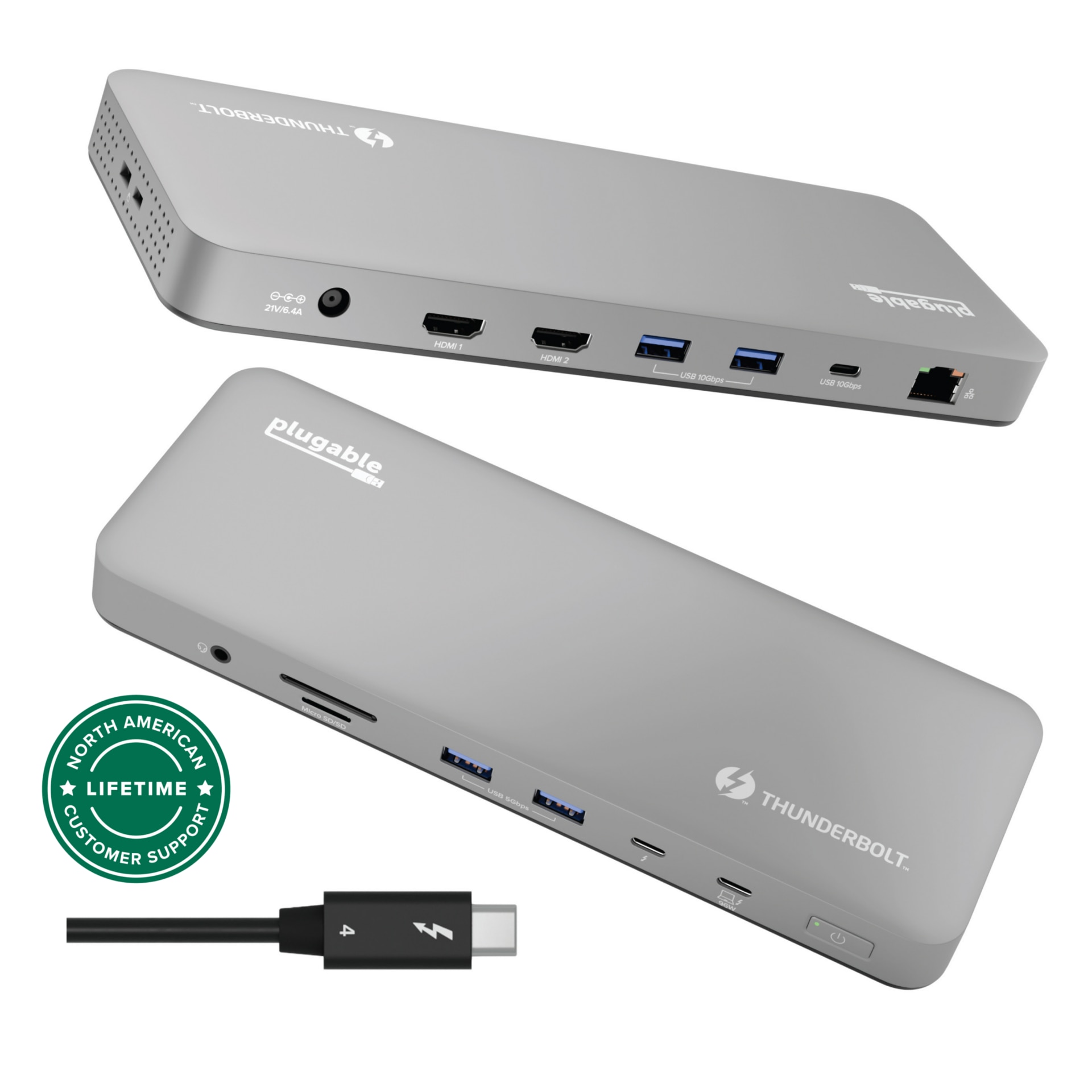 Plugable Thunderbolt 4 Dock for M4 MacBook Air and Pro - 100W Charging Driv