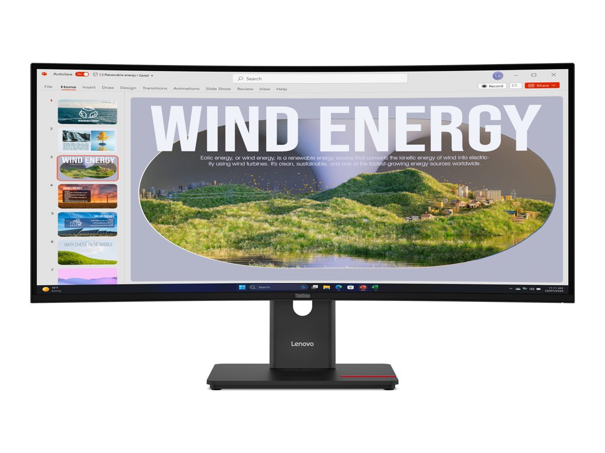 Lenovo ThinkVision T34WD-40 Monitor - 34" WQHD VA Curved - RJ45 - USB-C/HDM