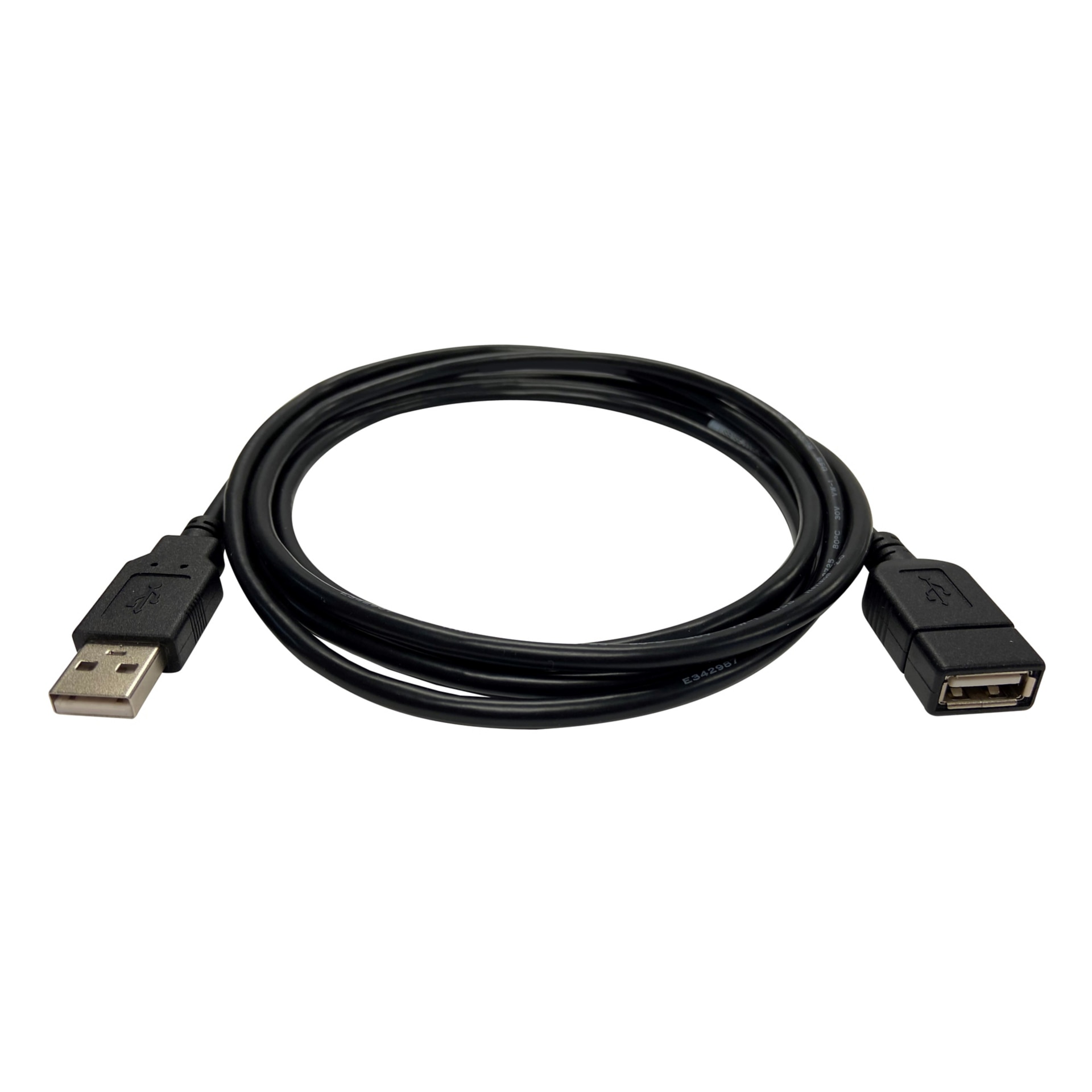 USB 2.0 Extension Cable - Type-A Male/Female Black 10-ft.