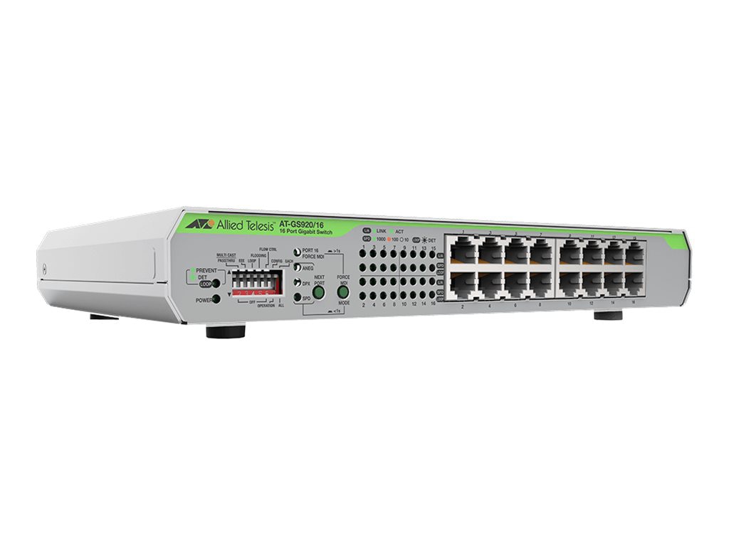 Allied Telesis CentreCOM AT-GS920/16 - switch - 16 ports - unmanaged - rack
