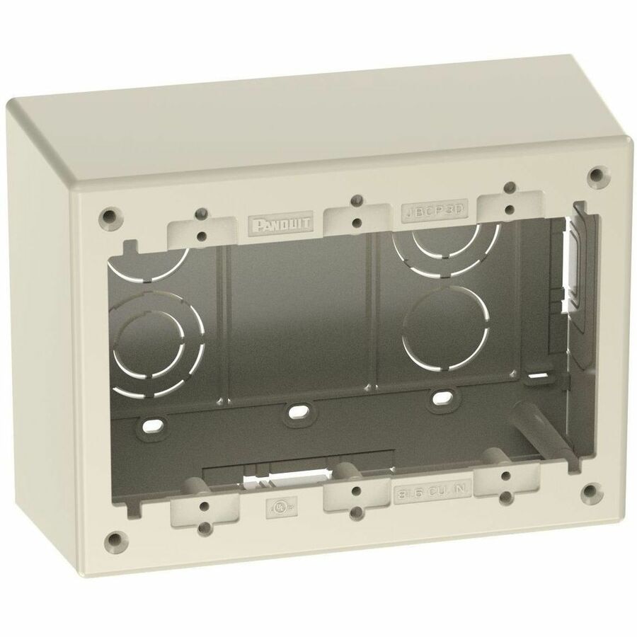 Panduit Surface Raceway, Junct. Box, Deep, 3-gang, Non-Metal, Elec Ivory