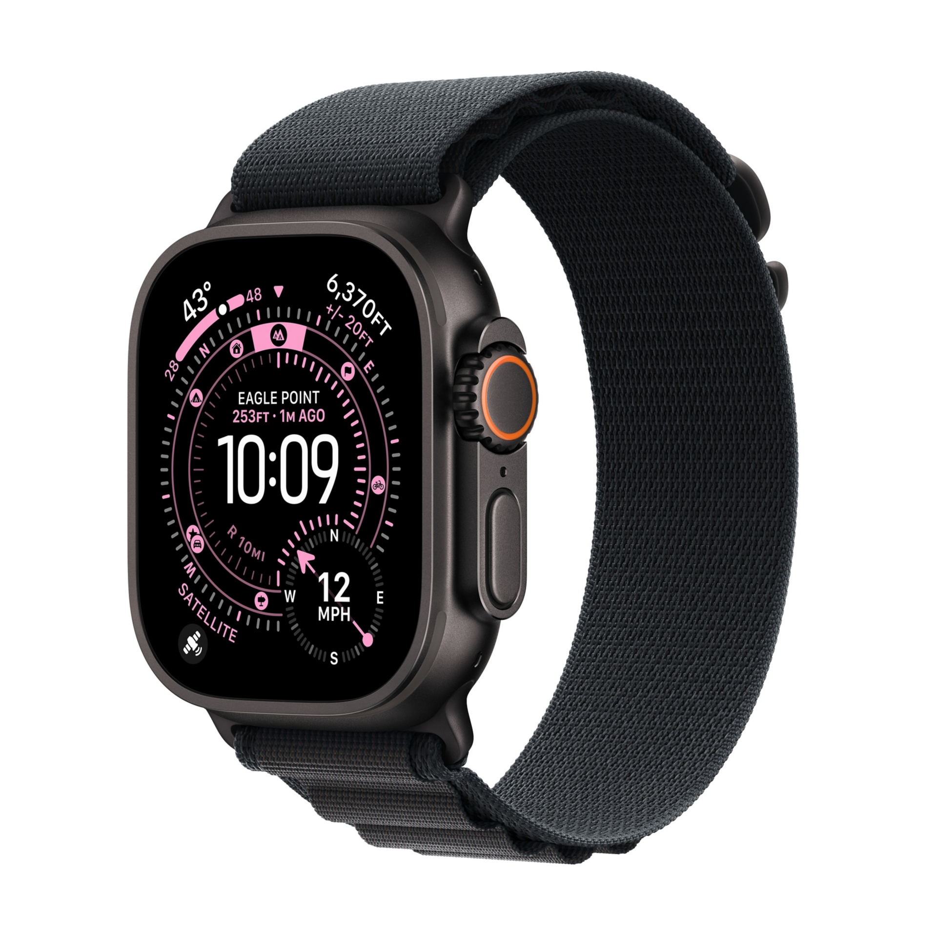 Apple Watch Ultra 3 - 49mm Black Titanium Case - Black Alpine Loop - Large