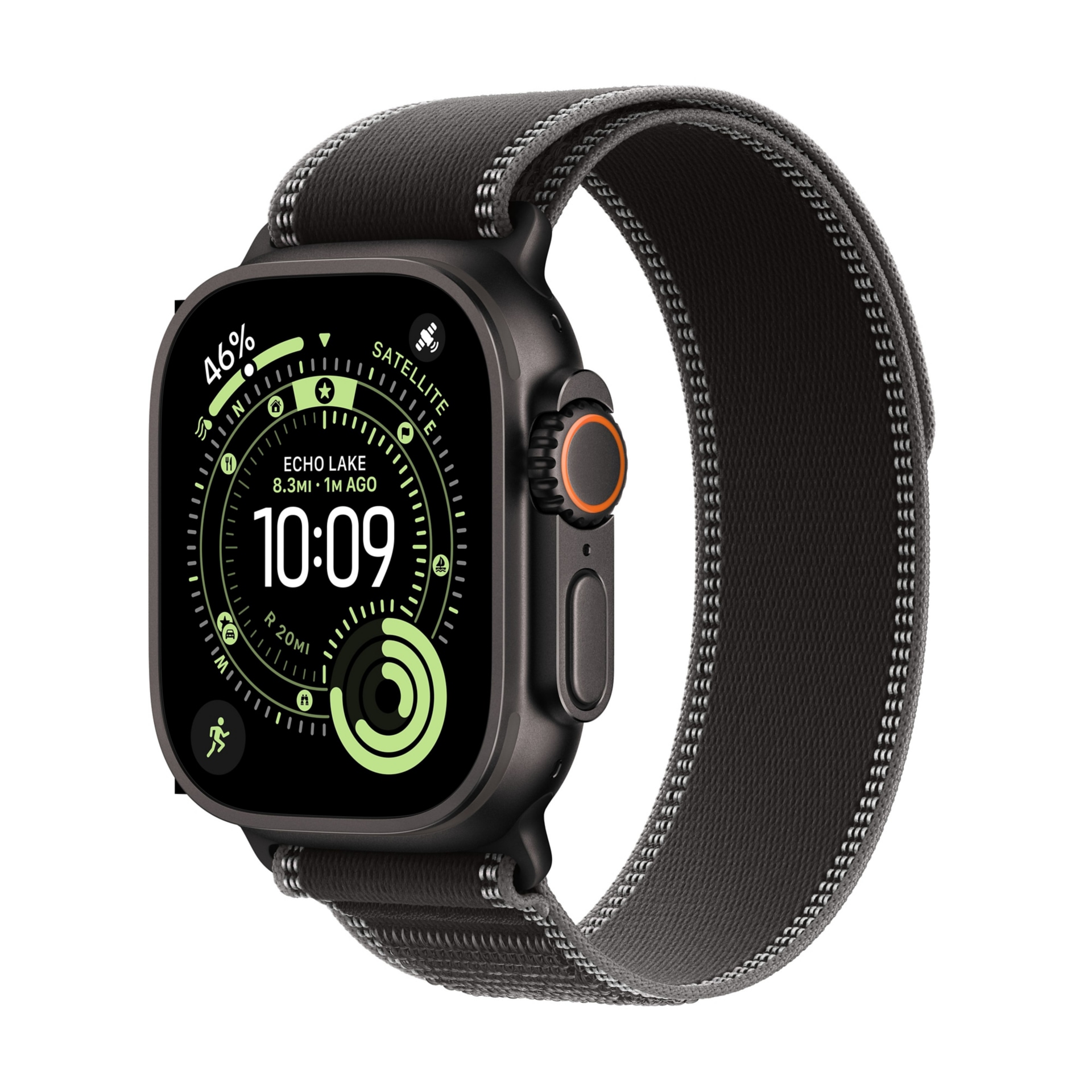 Apple Watch Ultra 3 - 49mm Black Titanium Case - Black/Charcoal Trail Loop