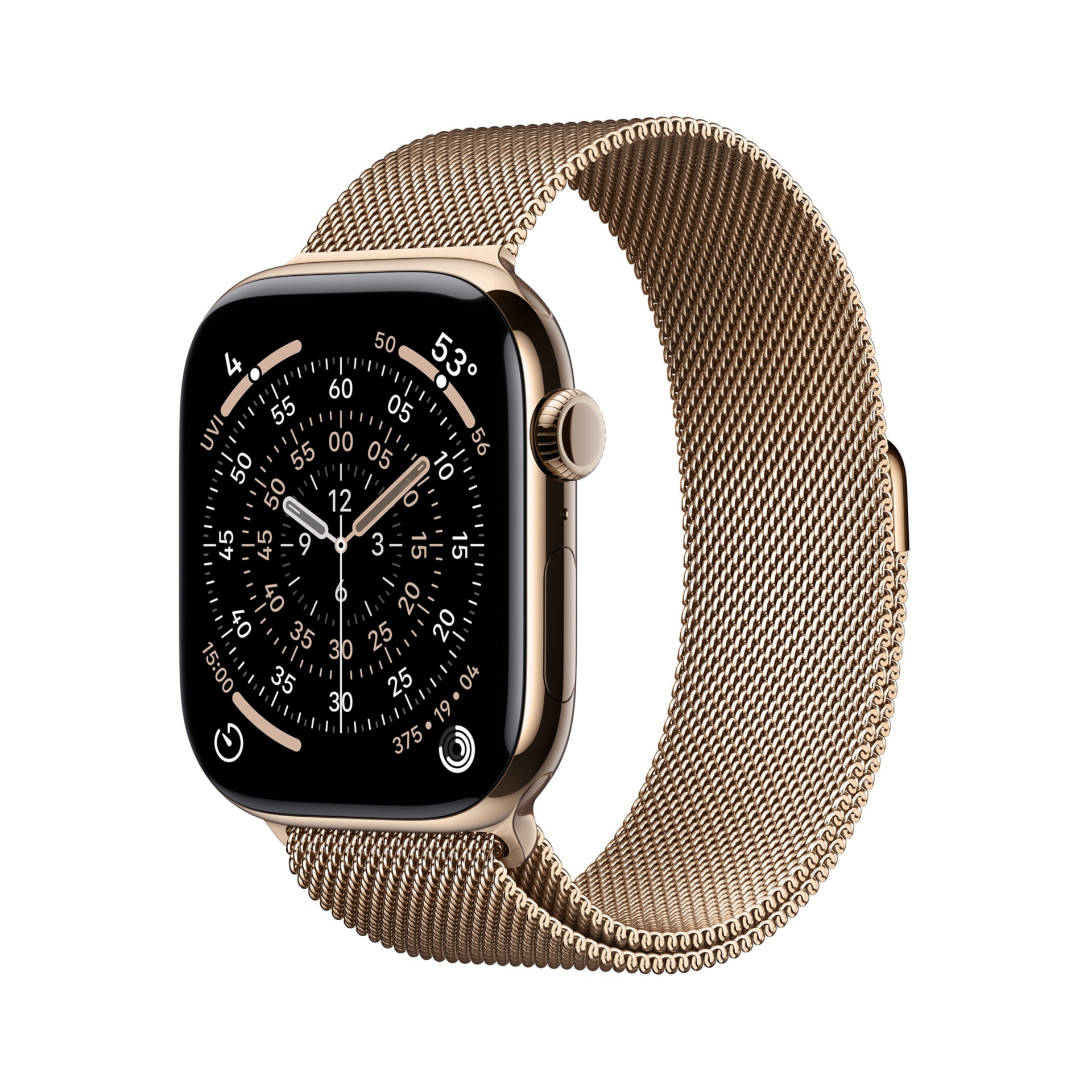 Apple Watch Series 11 - 46mm Gold Titanium Case - Gold Milanese Loop  S/M