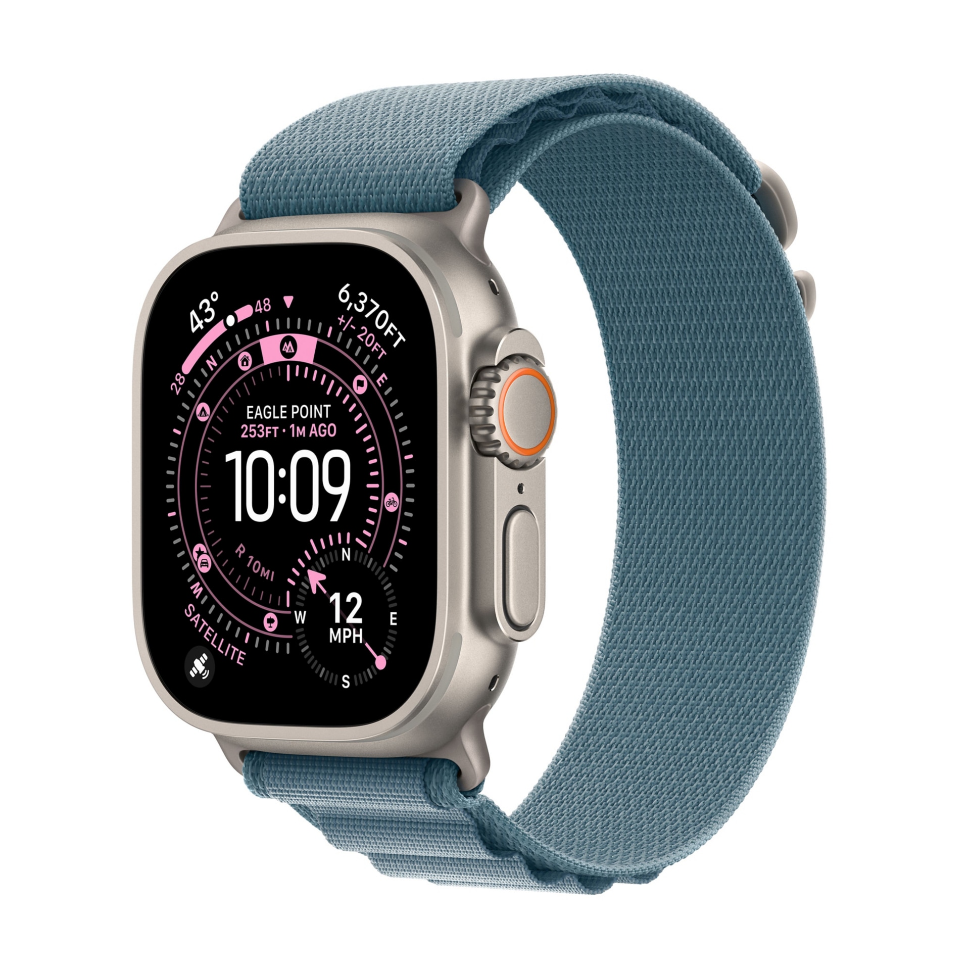 Apple Watch Ultra 3 - 49mm Natural Titanium Case - Light Blue Alpine Loop -