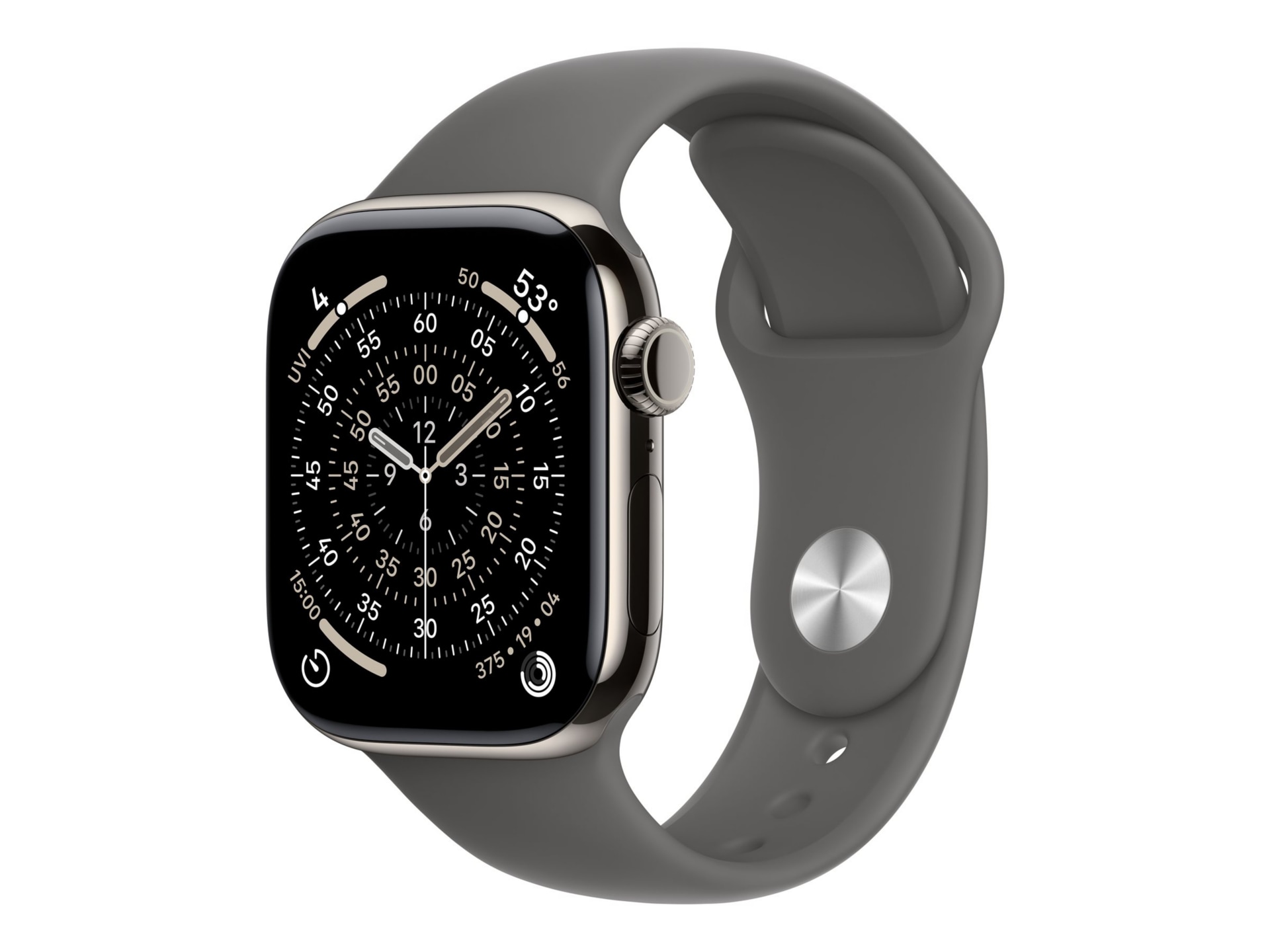 Apple Watch Series 11 - 42mm Natural Titanium Case - Stone Gray Sport Band