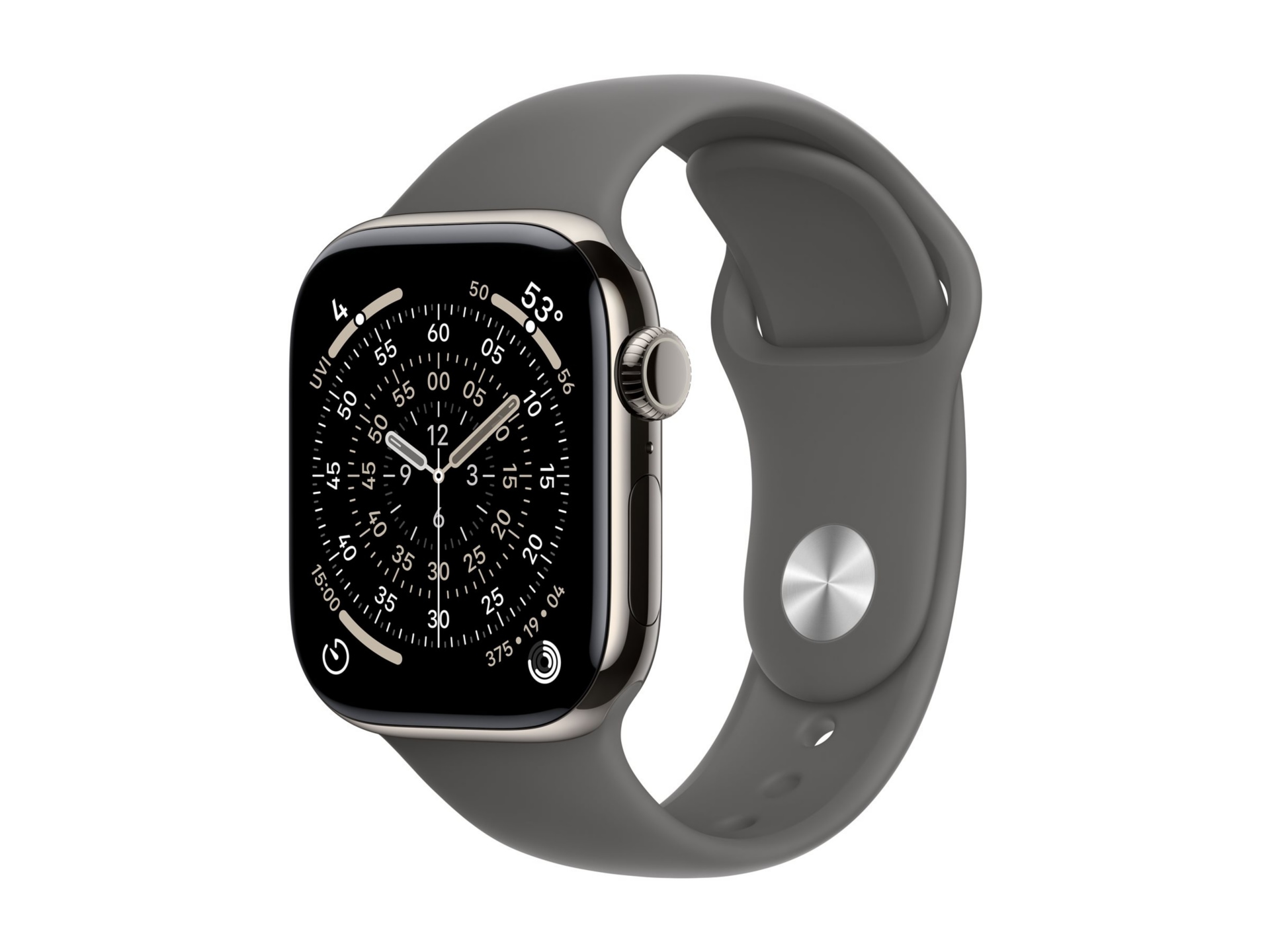 Apple Watch Series 11 - 42mm Natural Titanium Case - Stone Gray Sport Band