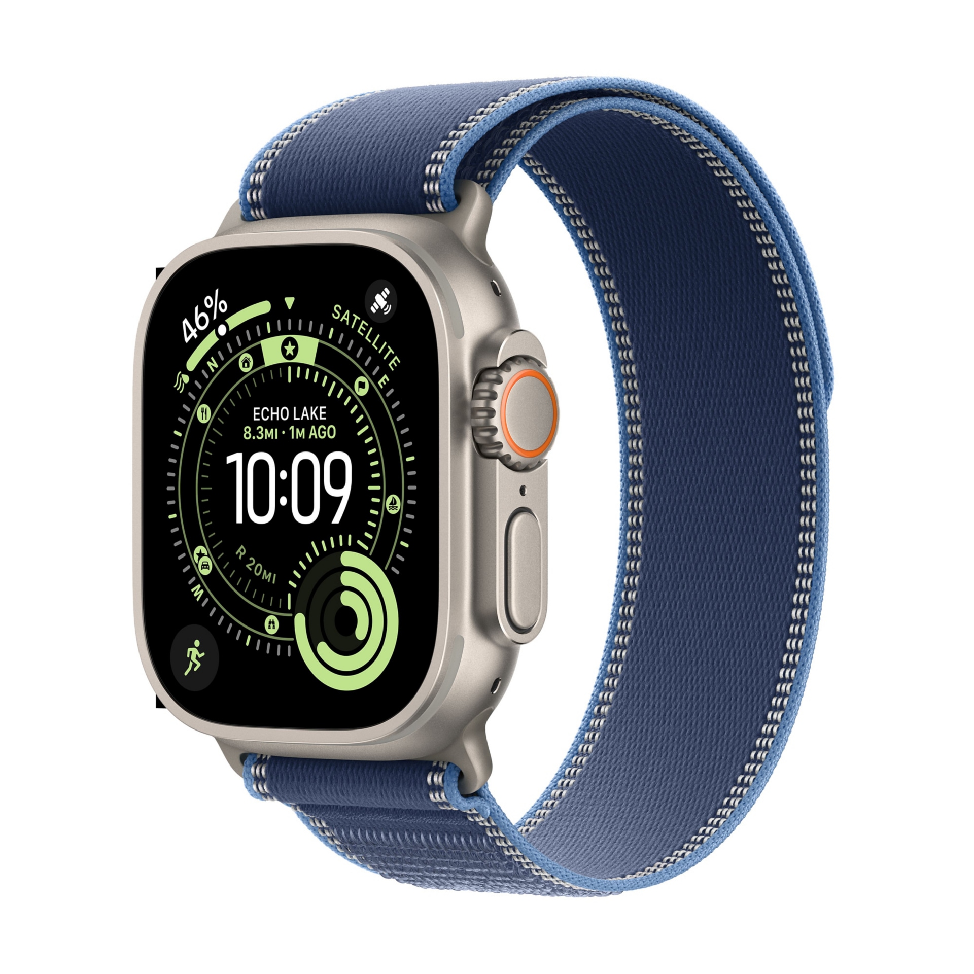 Apple Watch Ultra 3 - 49mm Natural Titanium Case - Blue/Bright Blue Trail L