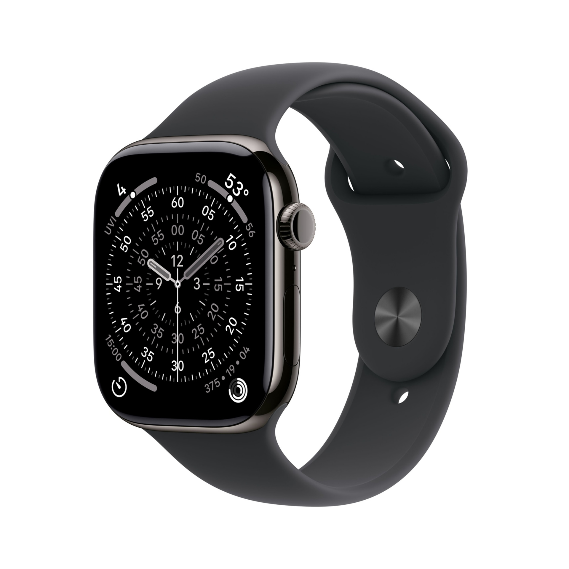 Apple Watch Series 11 - 46mm Slate Titanium Case - Black Sport Band  M/L
