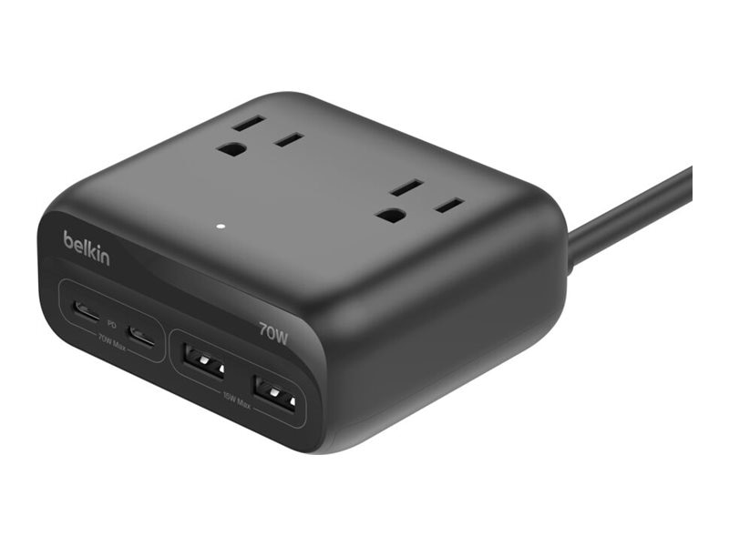 Belkin 3-Outlet Charging Station w/ 2x USB-A + 2x USB-C Ports 70W - 5ft/1.5