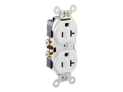 Leviton CR15-W - power socket-outlet - commercial grade, self-grounding - 2