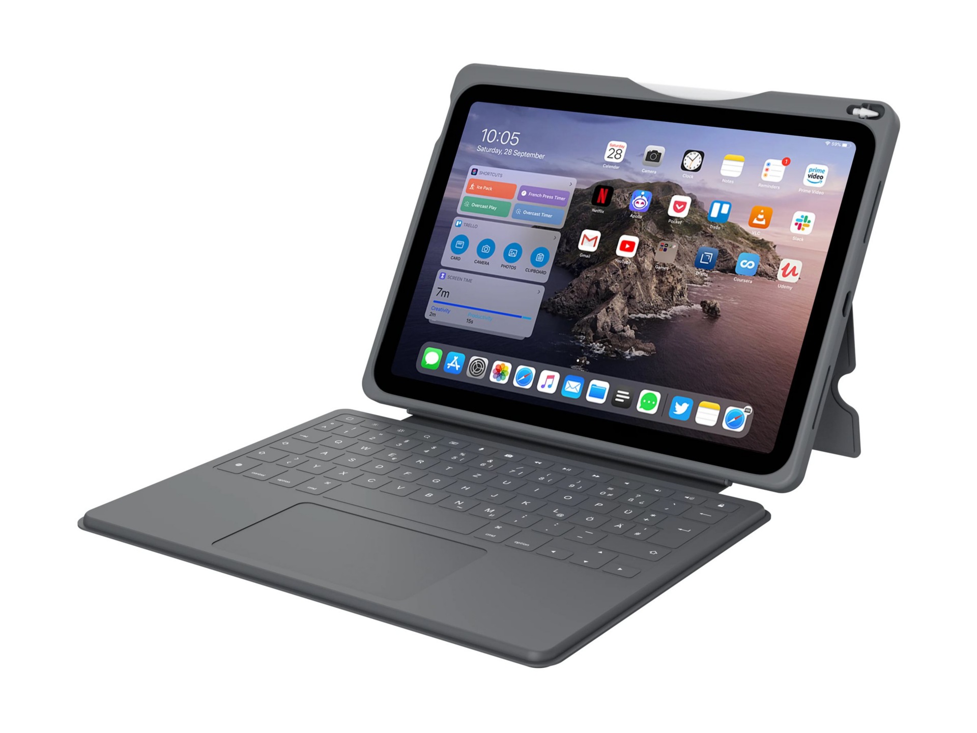 Deqster Touch PLUS - keyboard and folio case (keyboard) - with trackpad - Q