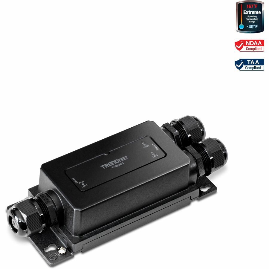 TRENDnet 2-Port Industrial Outdoor Gigabit PoE++ Extender, Hardened IP67 Ex