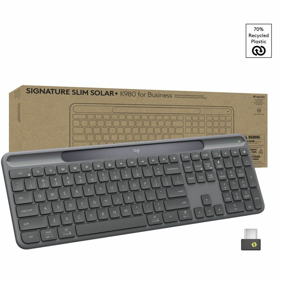 Logitech Signature Slim Solar+ K980 for Business, Wireless Keyboard, Quiet