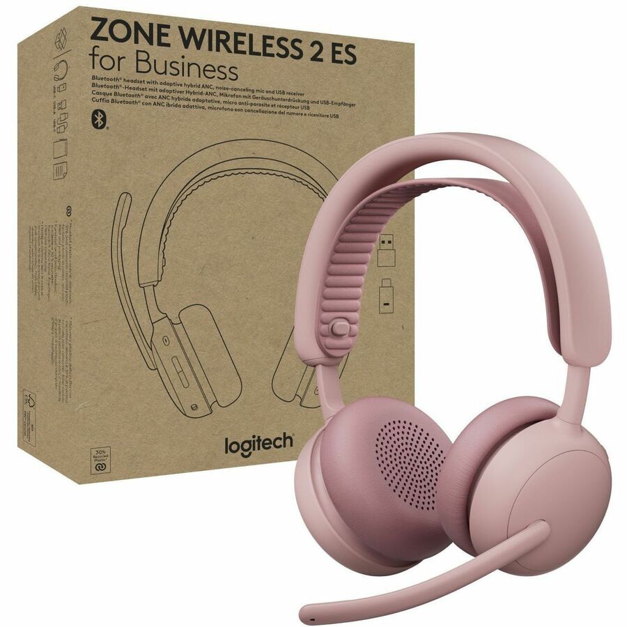 Logitech Zone Wireless 2 ES for Business - Teams - USB-C & USB-A - Rose