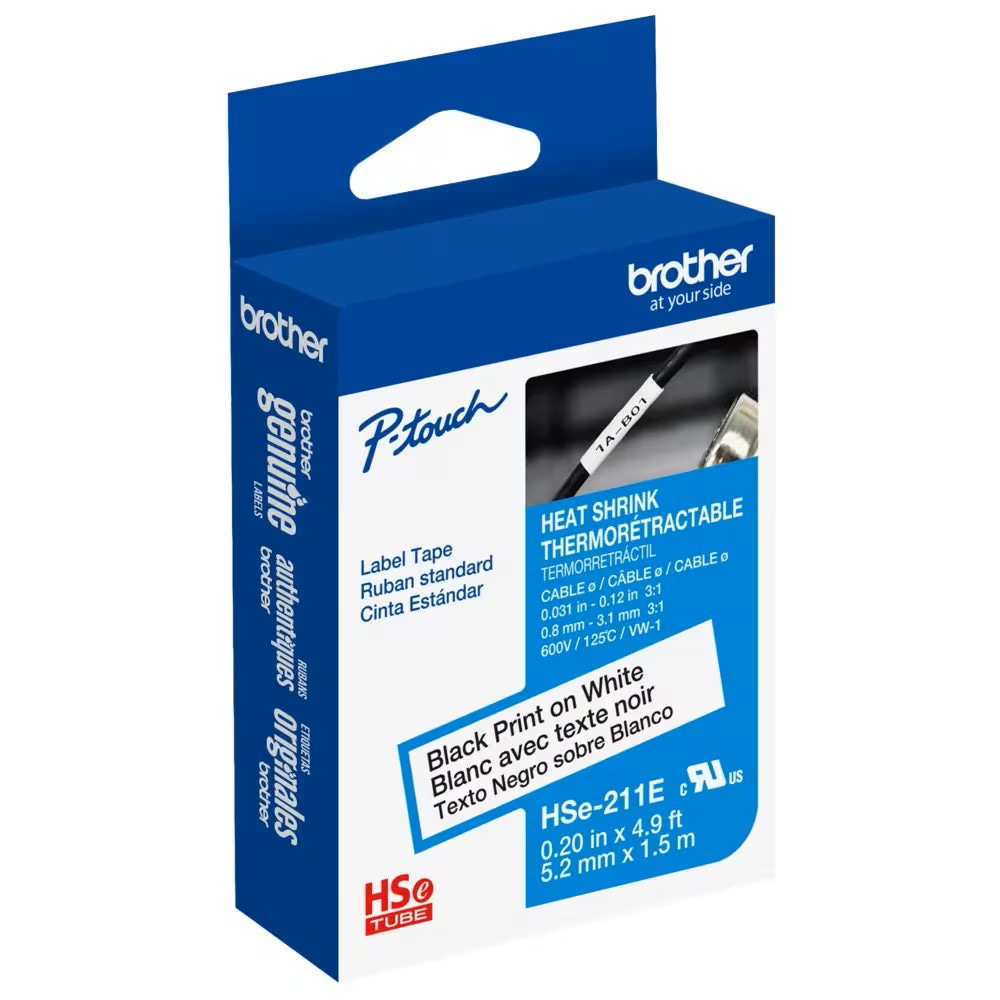 Brother HSE211EG - 0.2 in x 4.9 ft - Printable Heat Shrink Tube