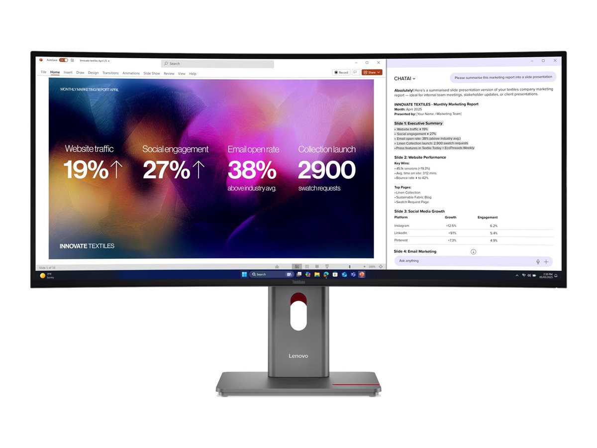 Lenovo ThinkVision P40WD-40 - LED monitor - curved - 5K - 40" - HDR