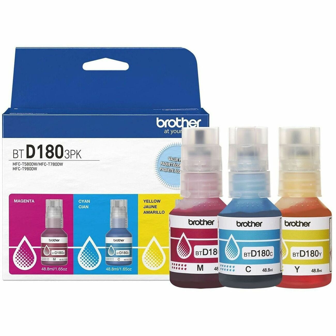 Brother BTD1803PK - 3-pack - High Yield - yellow, cyan, magenta - original - ink refill