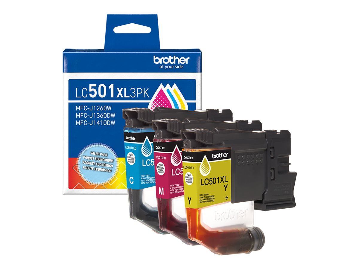 Brother LC501XL3PK - 3-pack - High Yield - yellow, cyan, magenta - original