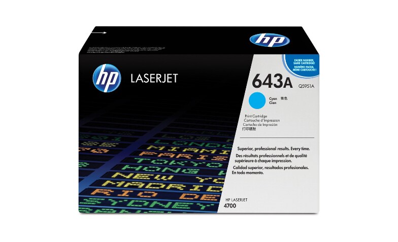 HP 643A, (Q5951A) Cyan Original LaserJet Toner Cartridge