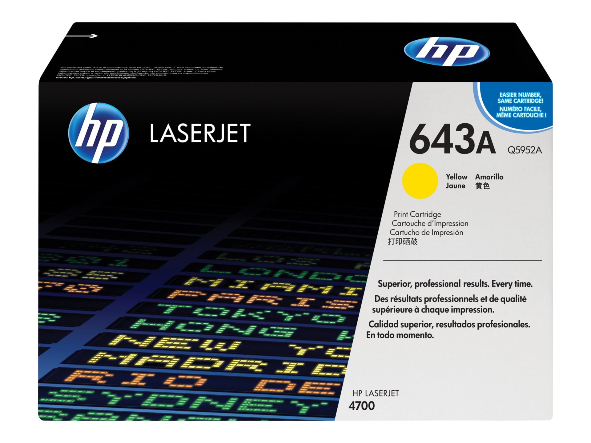 HP 643A (Q5952A) Original Laser Toner Cartridge - Single Pack - Yellow - 1 Each