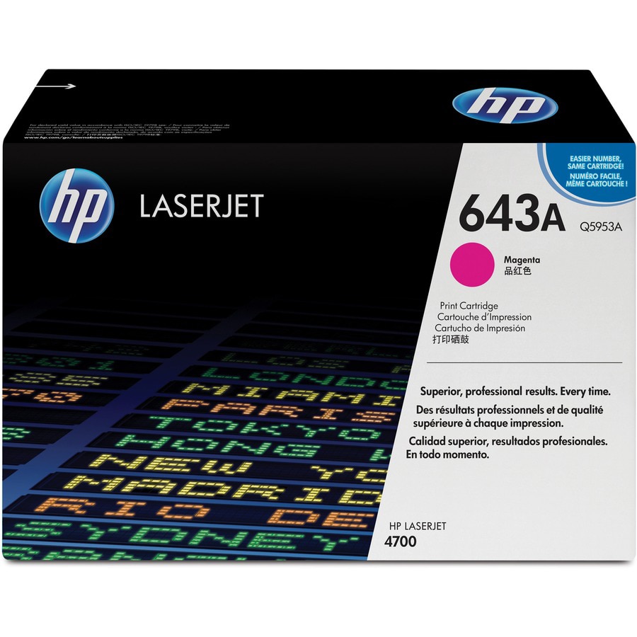 HP 643A (Q5953A) Original Laser Toner Cartridge - Single Pack - Magenta - 1 Each