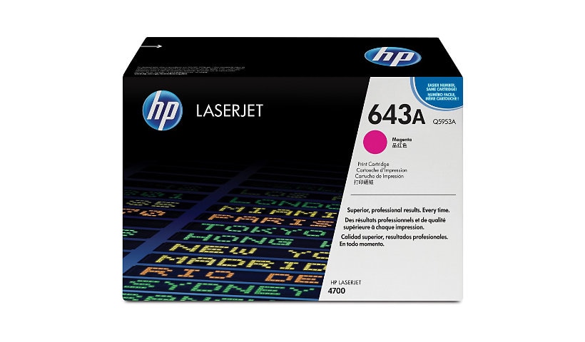 HP 643A (Q5953A) Original Laser Toner Cartridge - Single Pack - Magenta - 1 Each