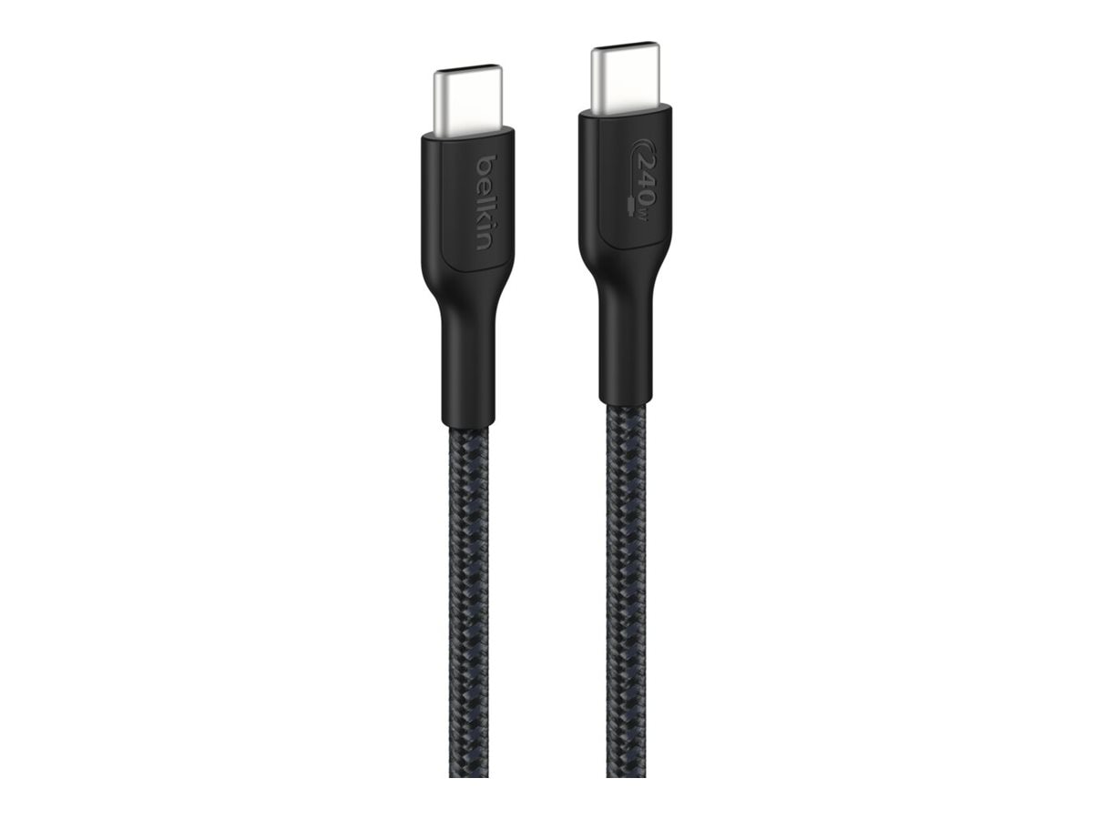 Belkin 240W PD Braided USB-C to USB-C Cable - 480 Mbps - M/M - 3.3ft/1m - Black