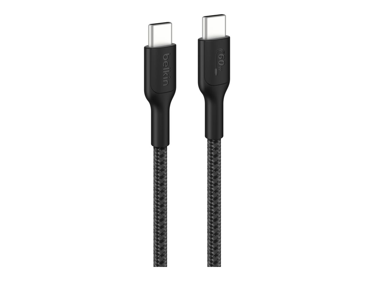 Belkin 60W Braided USB-C to USB-C Cable - 480 Mbps - M/M - 3.3ft/1m - Black