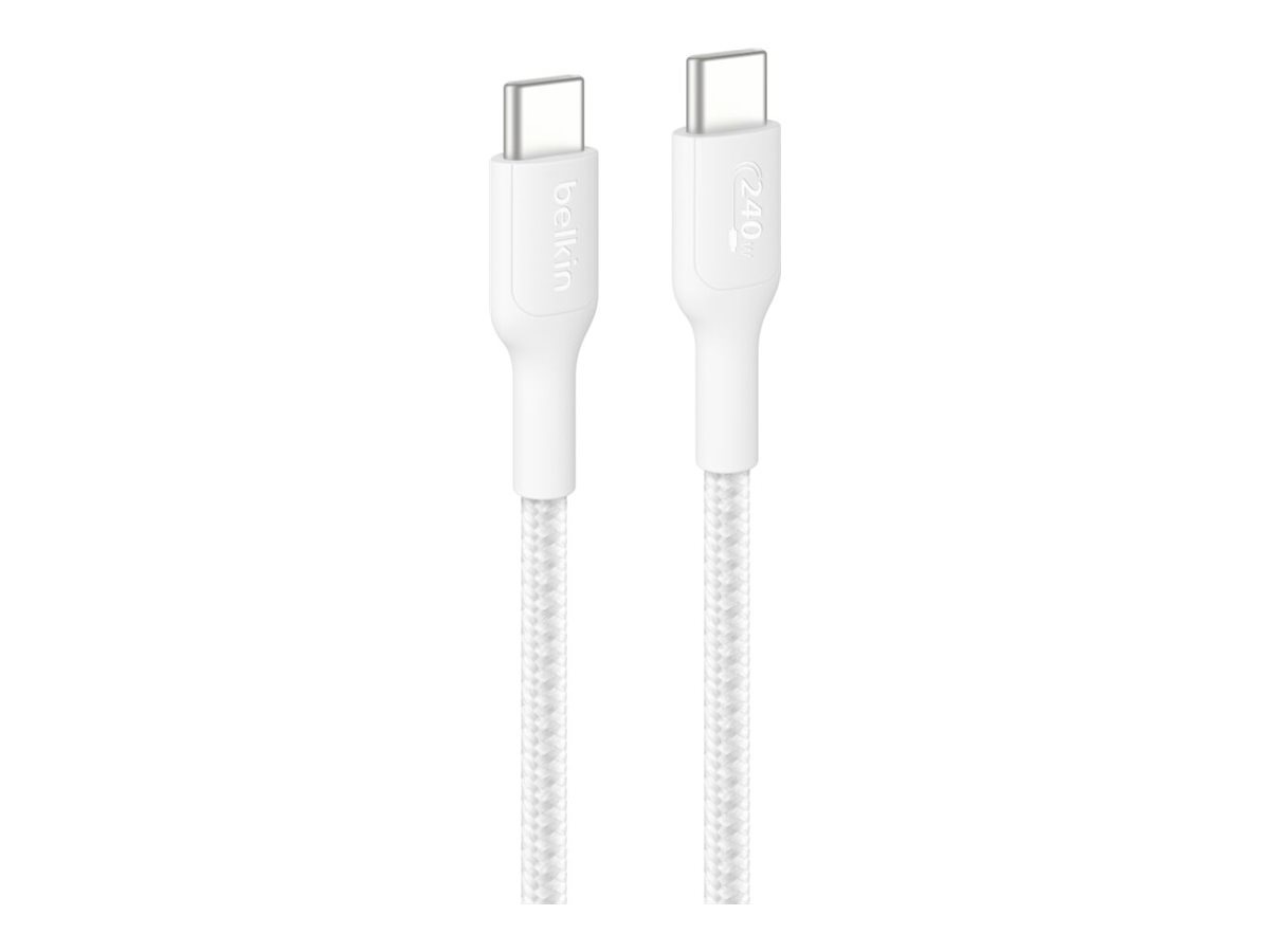 Belkin 240W PD Braided USB-C to USB-C Cable - 480 Mbps - M/M - 3.3ft/1m - W