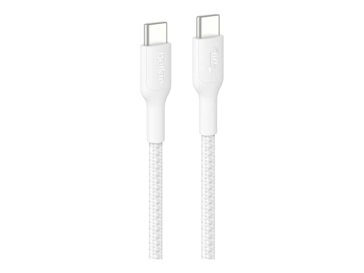 Belkin 60W Braided USB-C to USB-C Cable - 480 Mbps - M/M - 3.3ft/1m - White