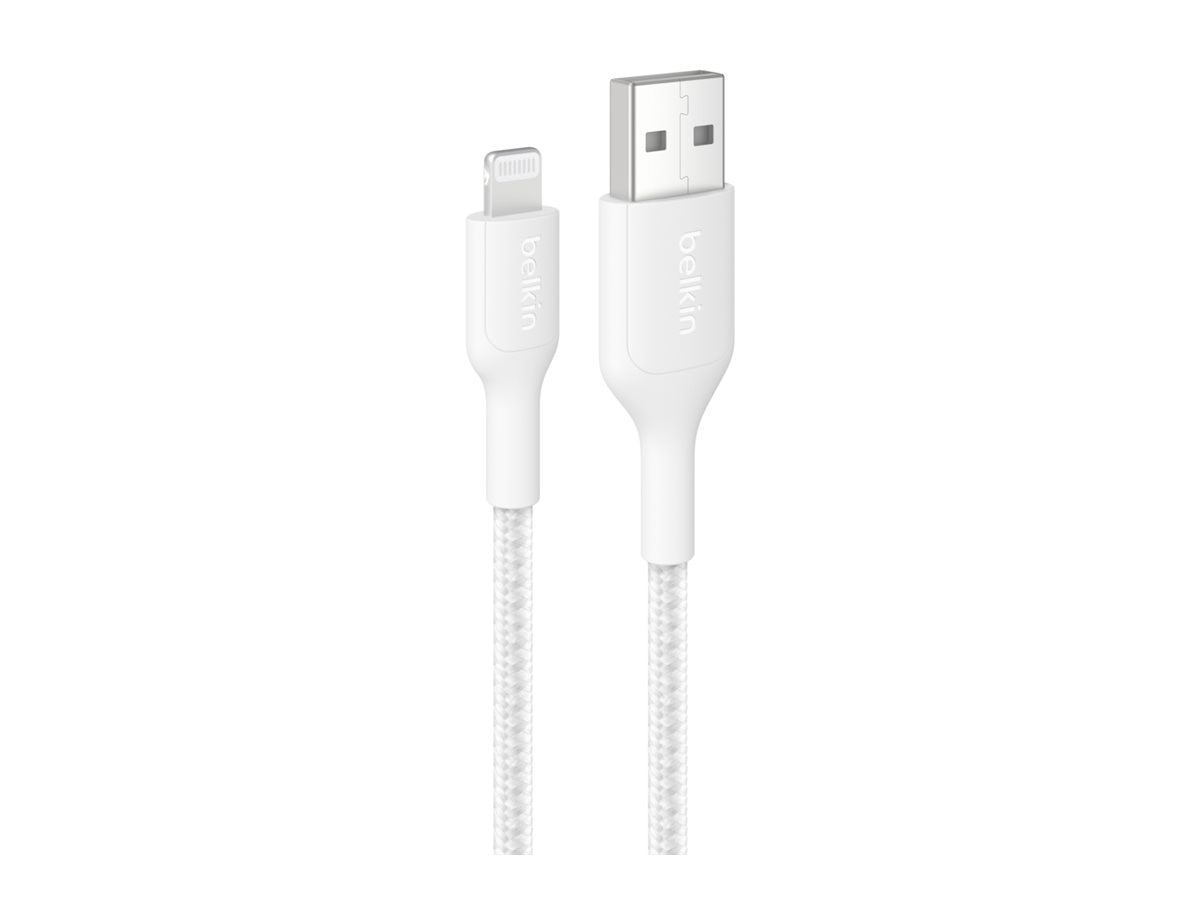 Belkin Braided USB-A to Lightning Connector Cable - M/M - 3.3ft/1m - White