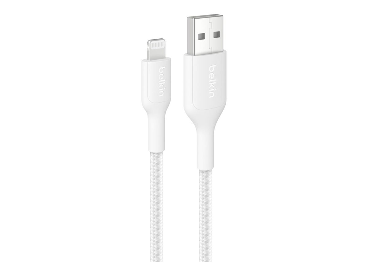 Belkin Braided USB-A to Lightning Connector Cable - M/M - 6.6ft/2m - White