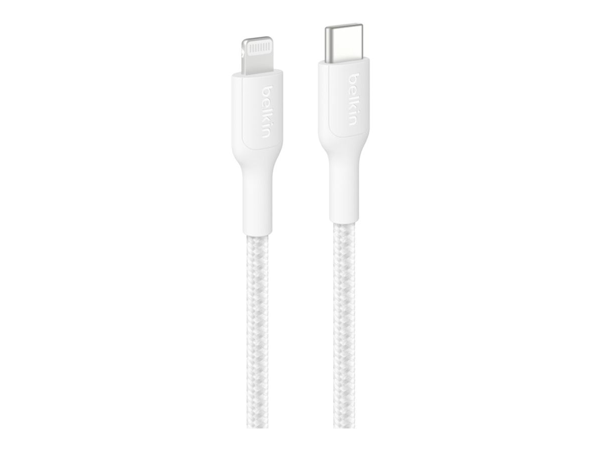 Belkin Braided USB-C to Lightning Connector Cable - M/M - 6.6ft/2m - White