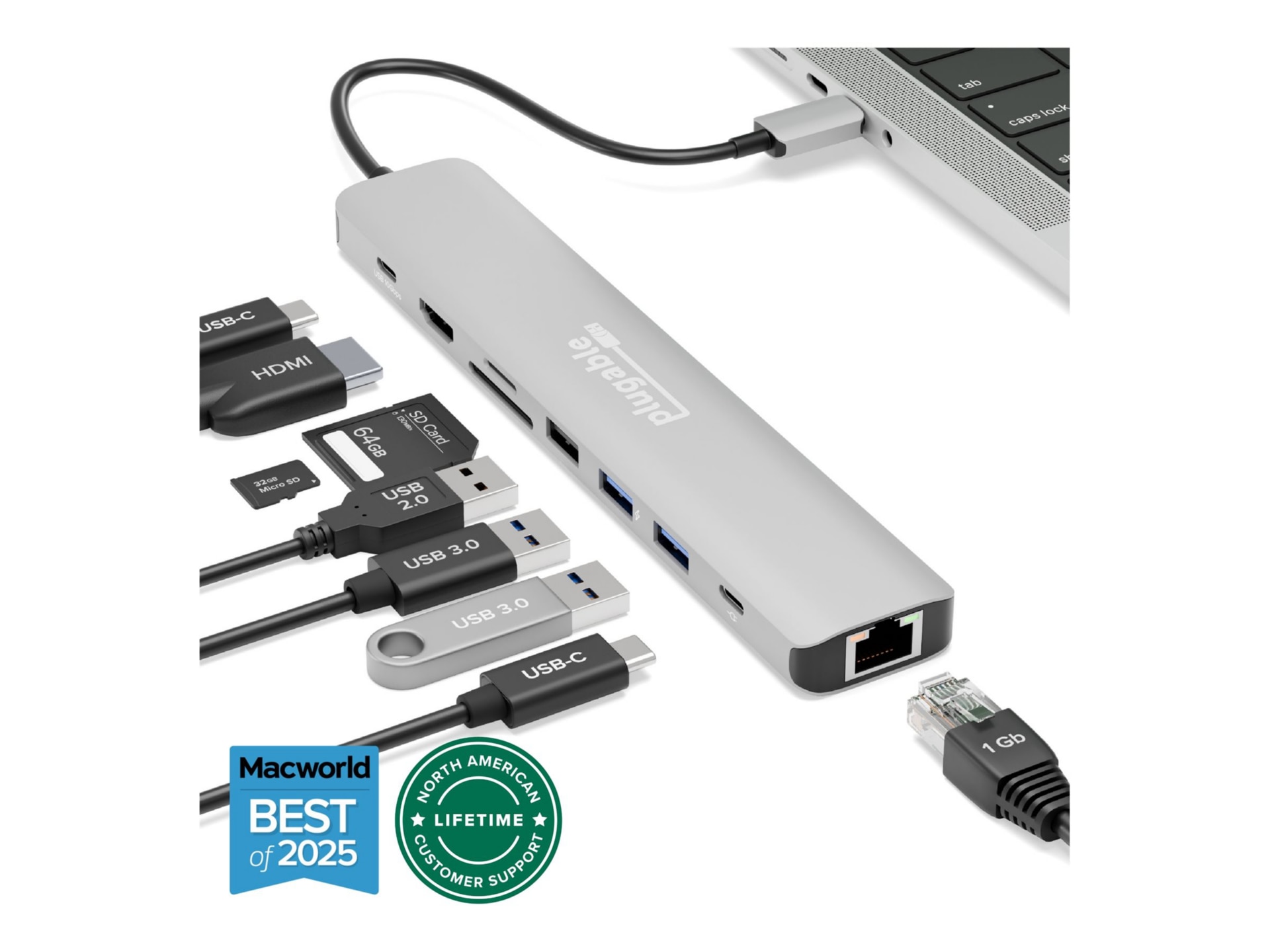 Plugable - docking station - USB-C 3.2 Gen 2 - HDMI - 1GbE