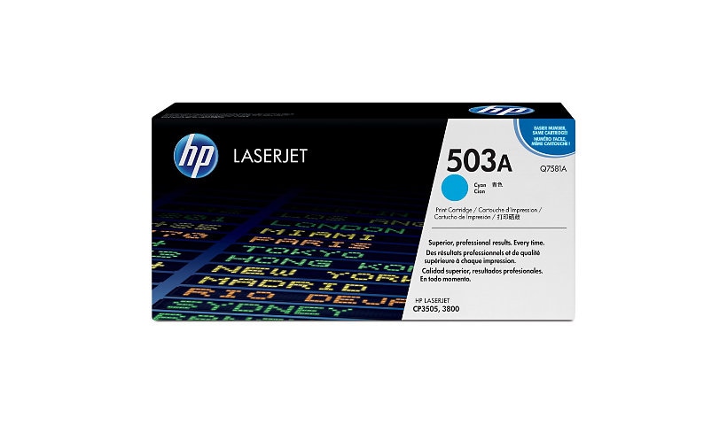 HP 503A (Q7581A) Original Laser Toner Cartridge - Single Pack - Cyan - 1 Each