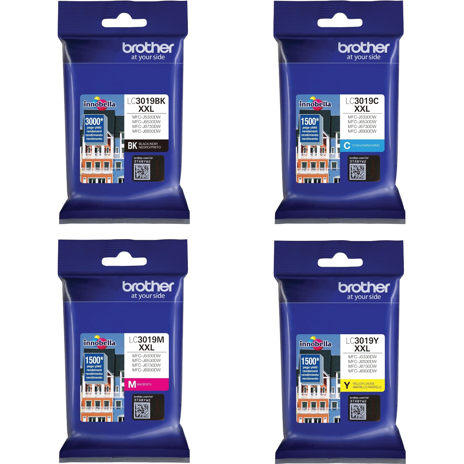 Brother LC3019 4-Color Ink Cartridge Set - Black, Cyan, Magenta, Yellow - 4 / Carton
