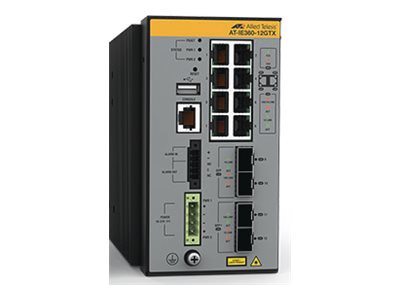 Allied Telesis AT IE360-12GTX - switch - industrial - 8 ports - managed - TAA Compliant