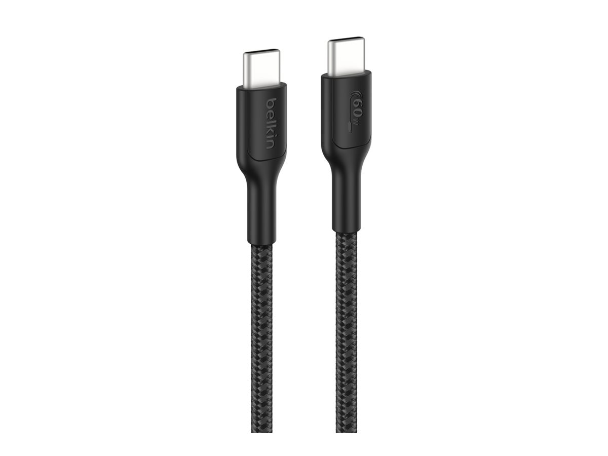 Belkin 60W Braided USB-C to USB-C Cable - 480 Mbps - M/M - 6.6ft/2m - Black