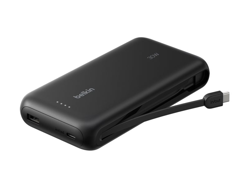 Belkin 30W 2-port Power Bank w/ Integrated USB-C Cable - 20K mAh - 1xUSB-A,