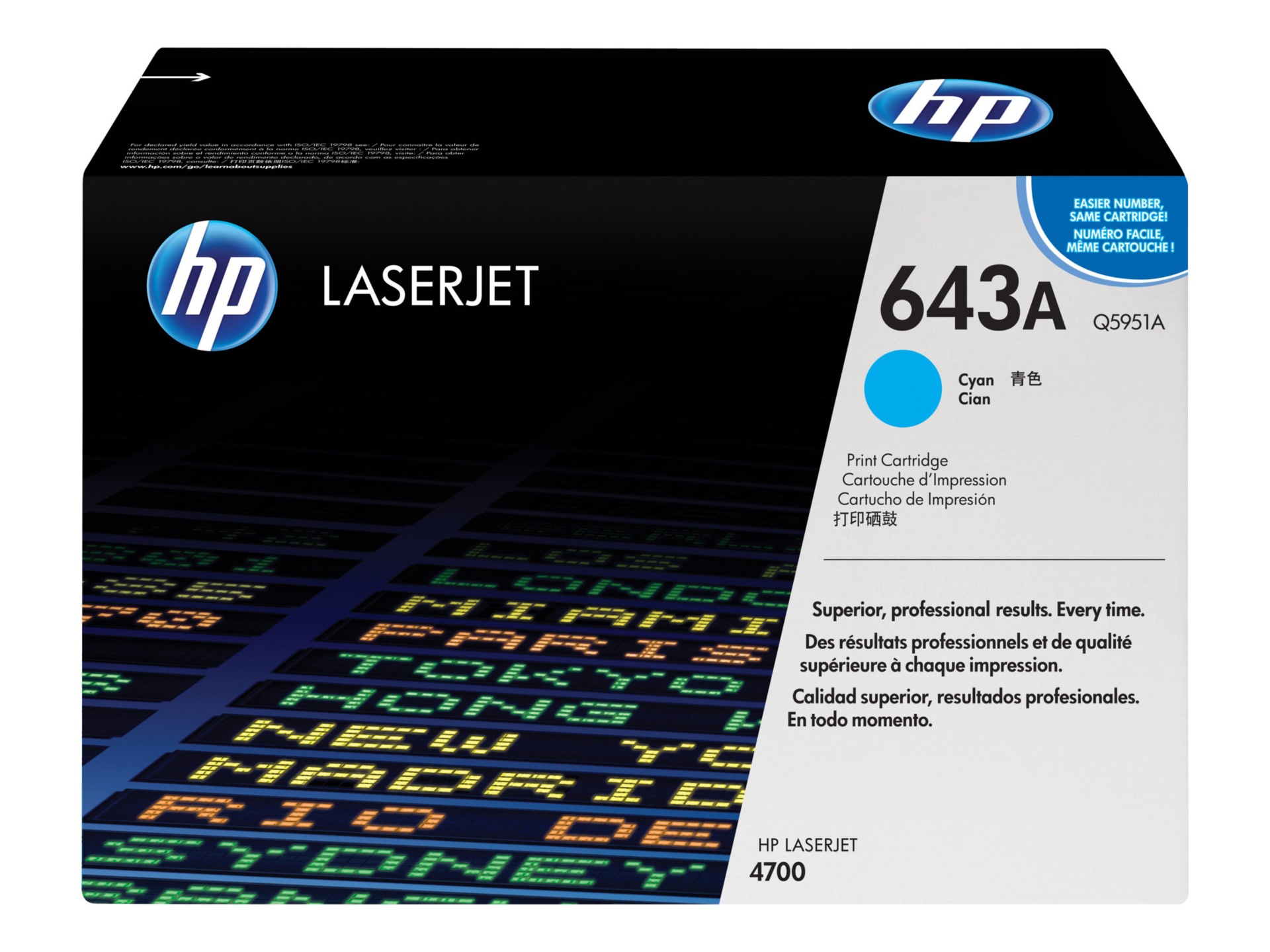 HP 643A (Q5951A) Original Standard Yield Laser Toner Cartridge - Single Pac