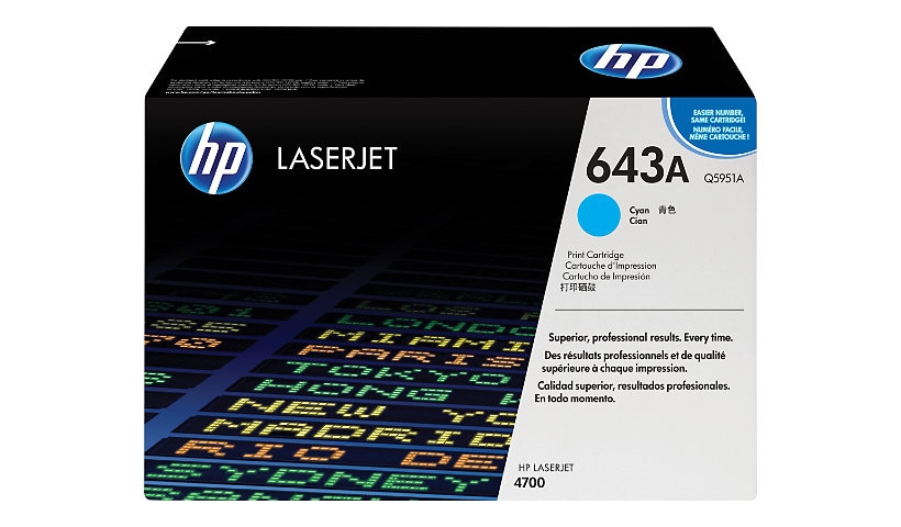 HP 643A - cyan - original - LaserJet - cartouche de toner (Q5951A)