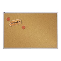 Quartet bulletin board - 72 in x 48 in - natural brown