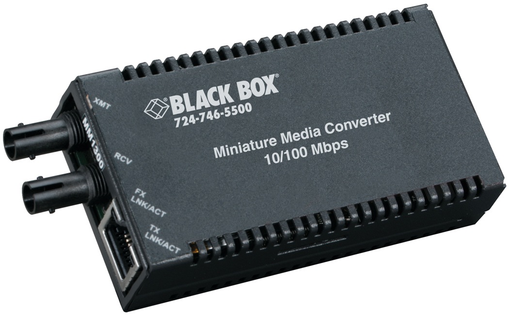 Black Box Twisted Pair to Single-Mode Fiber Miniature Media Converter