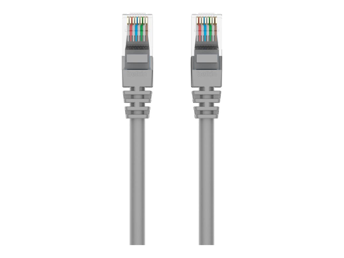 Belkin Cat6 12ft Grey Ethernet Patch Cable, UTP, 24 AWG, Snagless, Molded, RJ45, M/M, 12'
