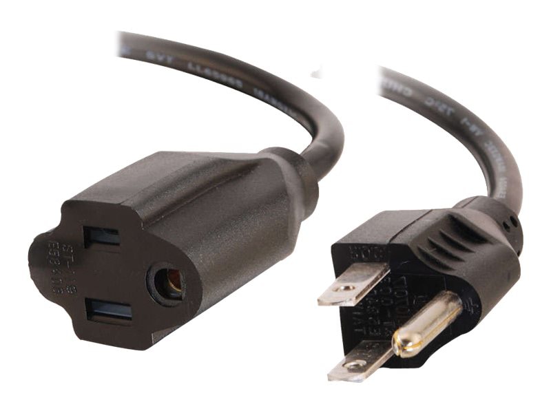 Thumbnail 3 of 3 for C2G 1ft Power Extension Cord - 18 AWG - Outlet Saving Cord - NEMA 5-15P to NEMA 5-15R