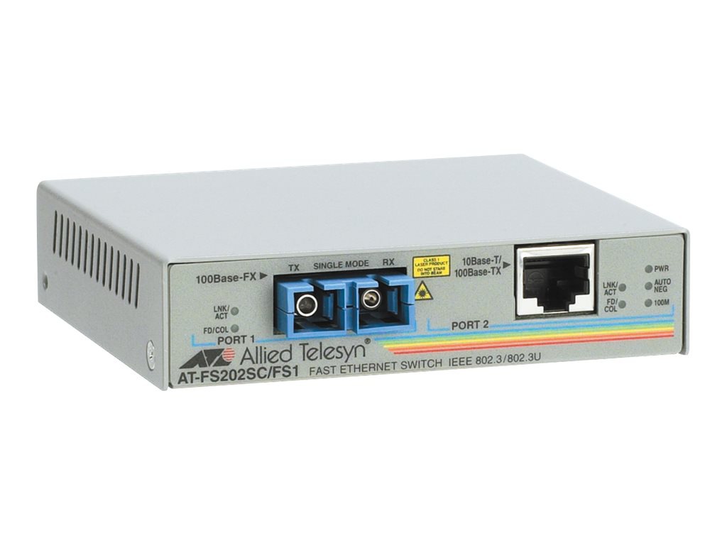 Allied Telesis AT FS202 10/100BASE-TX to 100BASE-FX Media Converter